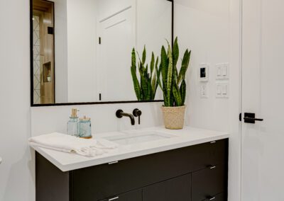 custom vanity bathroom dark wood