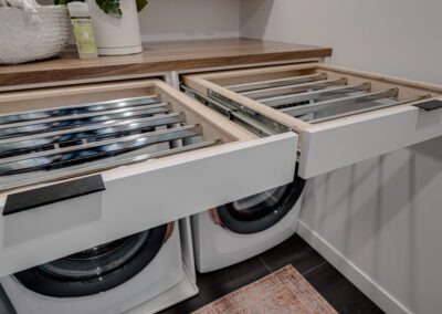 custom cabinets laundry room white pull out drying racks
